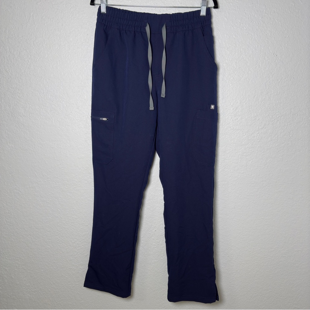 Figs Sheridan Scrub Pants High Waisted Relaxed Barrel Navy Blue Women's Medium